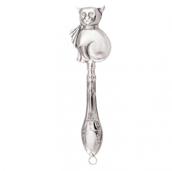 Babyrassel stielförmige 925 Sterling Silber Katze