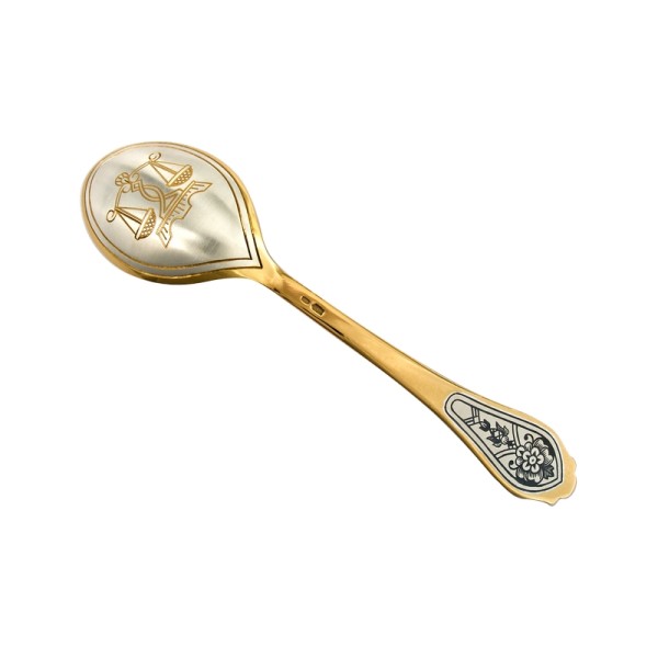 Teelöffel mit Sternzeichen "Waage" aus 925 Silber vergoldet