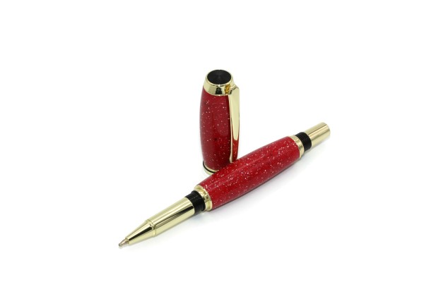 Exklusive, edle Kugelschreiber GENTLEMAN aus rotem Granit, Handarbeit, Unikate