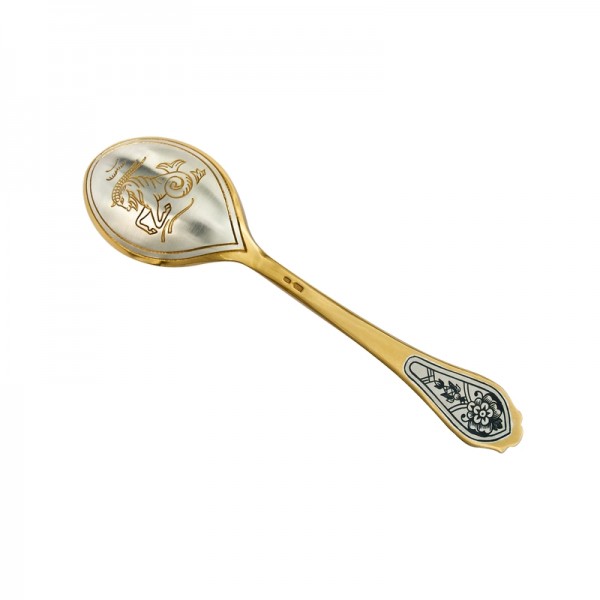 Teelöffel mit Sternzeichen "Steinbock" aus 925 Silber vergoldet